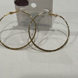 BP. Jewelry 2” hammered gold tone hoops